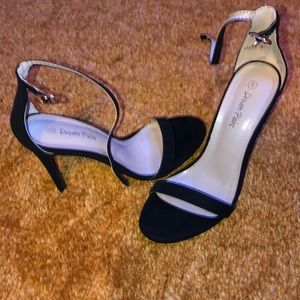 3 inch black open toed heels